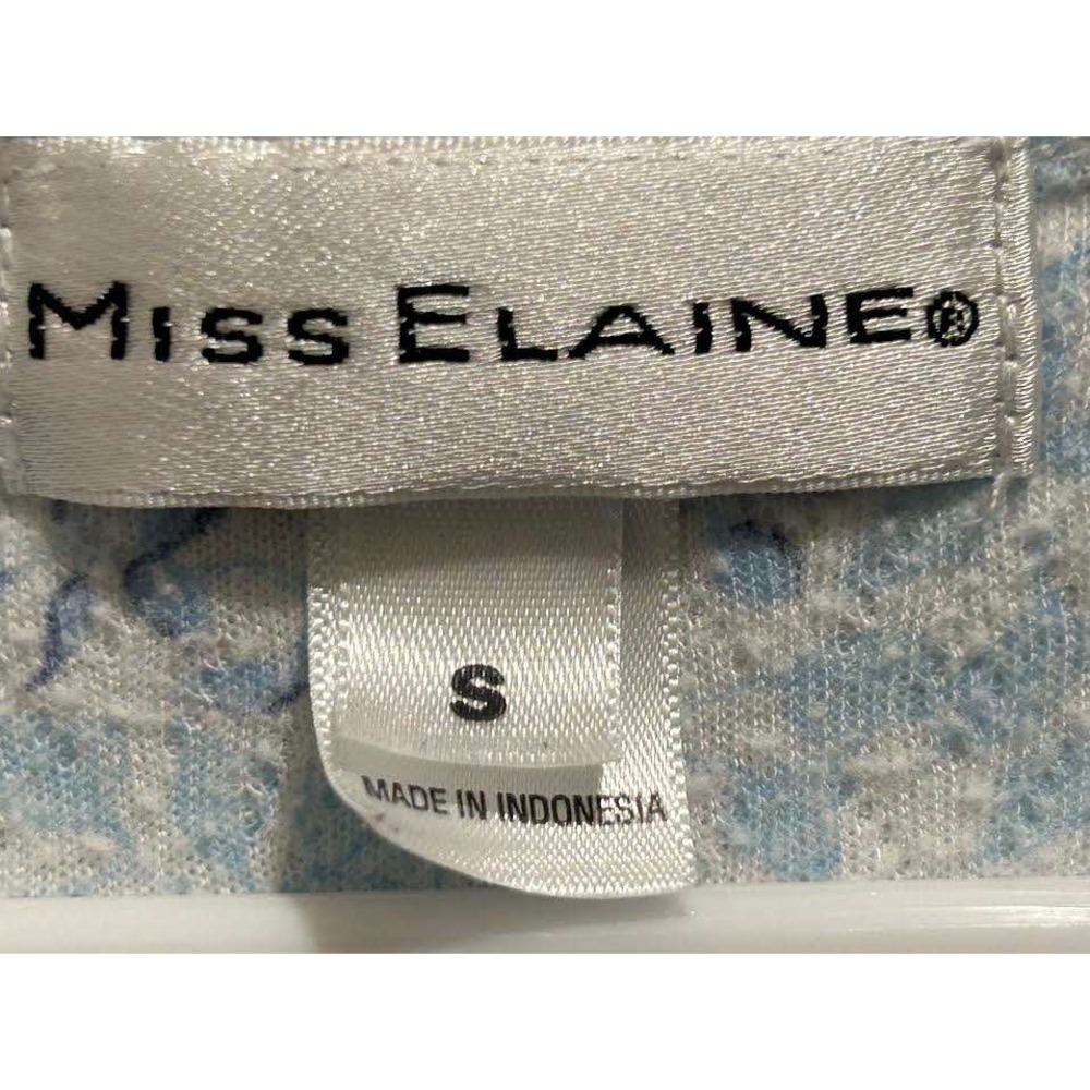 Miss Elaine Nightgown Blue Floral Butterfly Lace Trim Long Sleeve Knit S Cottage - Picture 2 of 7